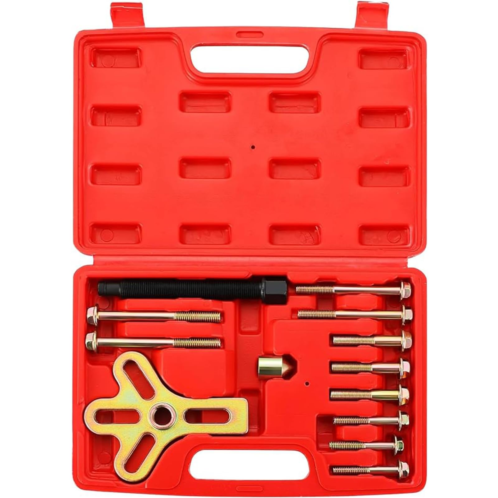 DASBET front view of the 13-piece puller set showing organized tools and case, ensures quick access