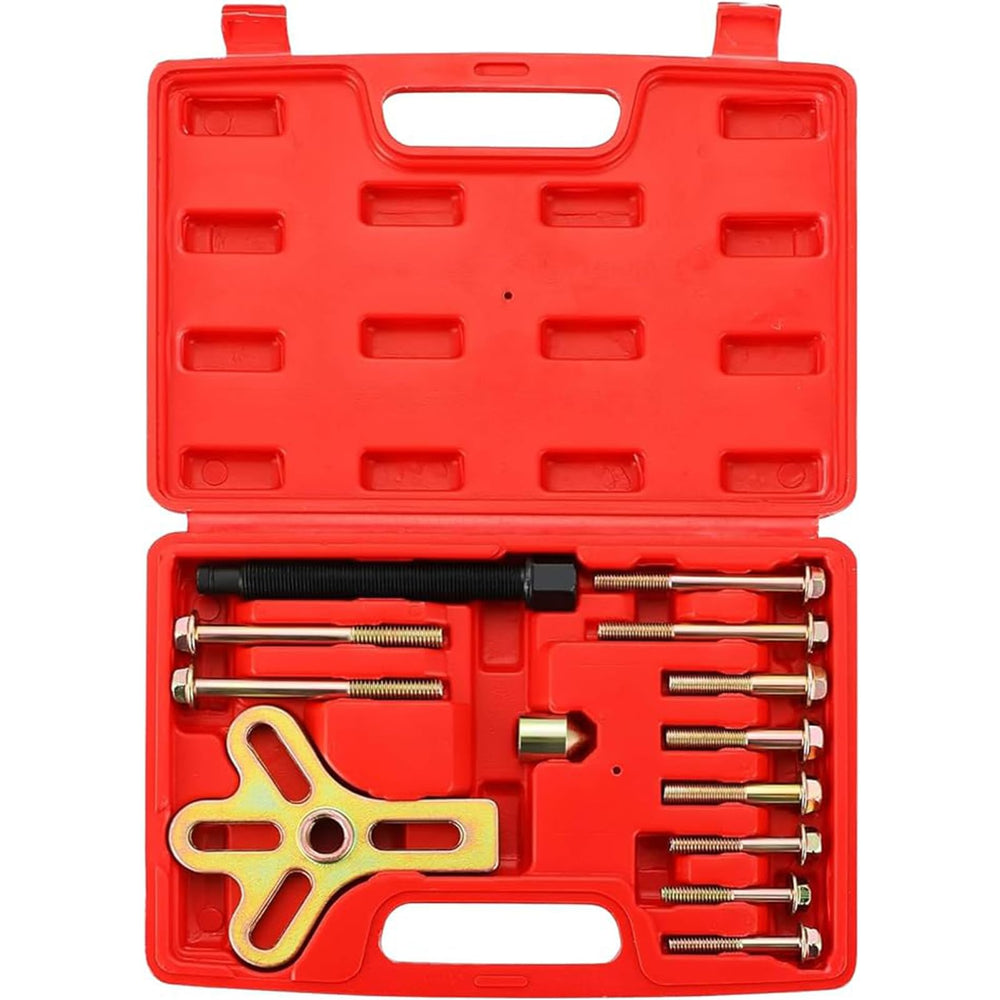 DASBET front view of the 13-piece puller set showing organized tools and case, ensures quick access