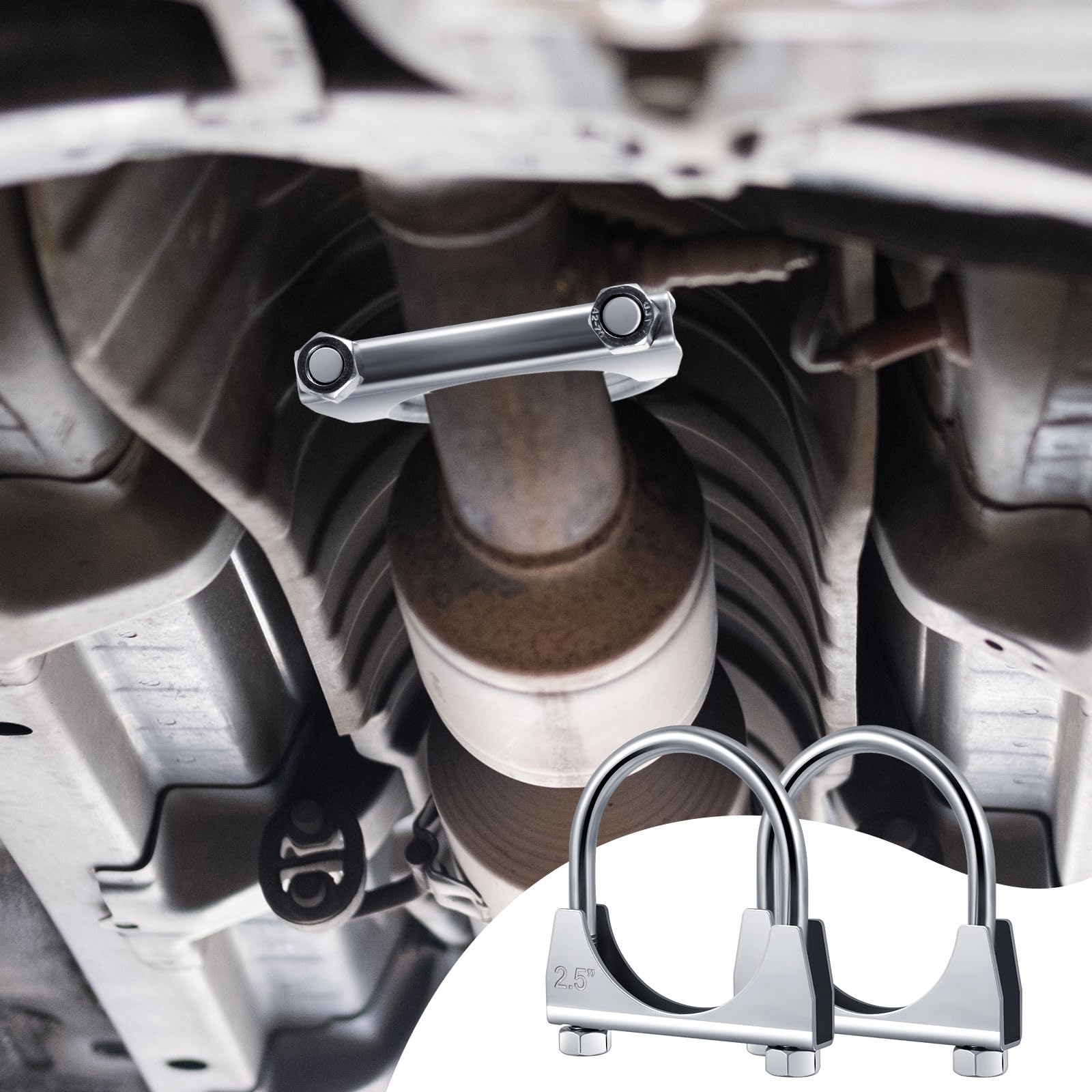Datanly clamp installed on tailpipe demonstrating leak-reducing seal