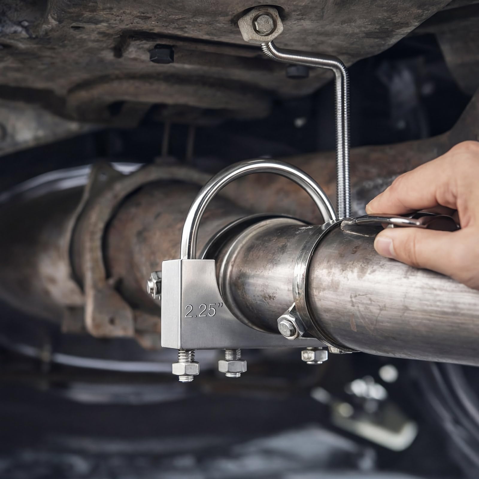Datanly clamp next to 2.25-inch pipe showing correct size fit