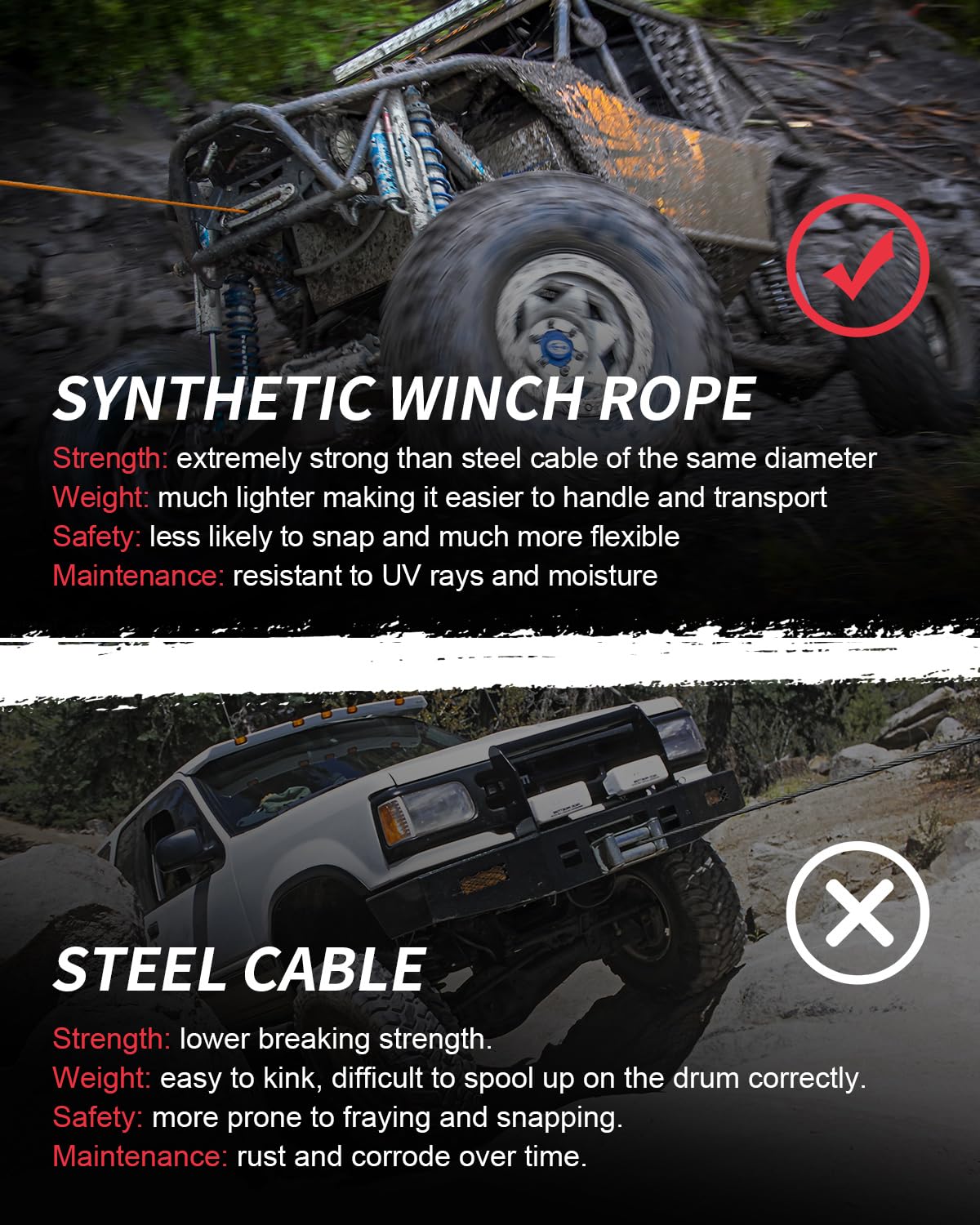 DAYDOOR rope attached to ATV during trail recovery, illustrating practical off-road use and reliability