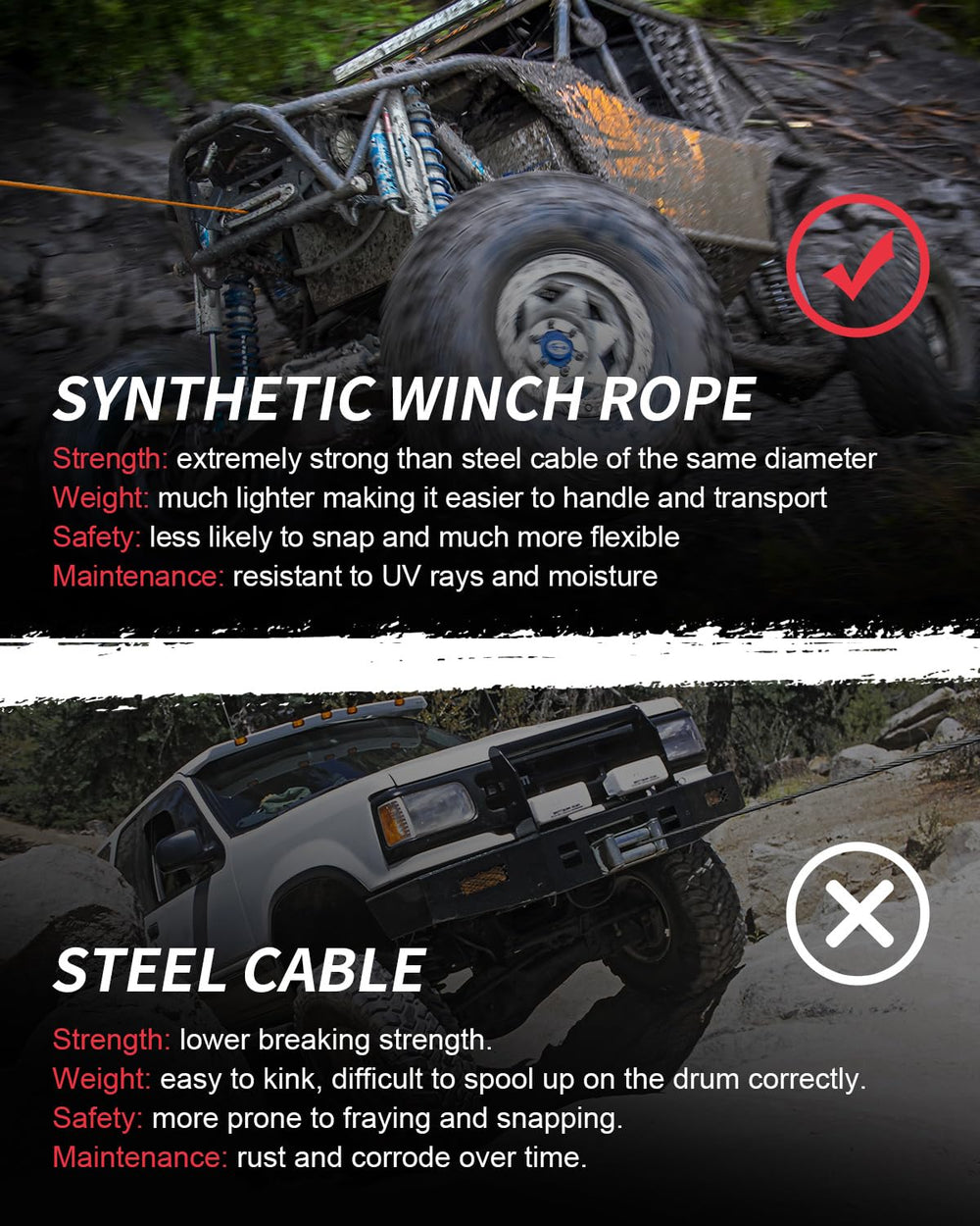 DAYDOOR rope attached to ATV during trail recovery, illustrating practical off-road use and reliability