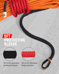 DAYDOOR rope wrapped on winch drum with protective sleeve, protecting fibers from heat and abrasion