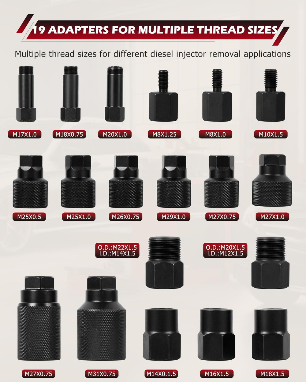 DAYUAN spread of 19 adapters showing variety and benefit of broad compatibility