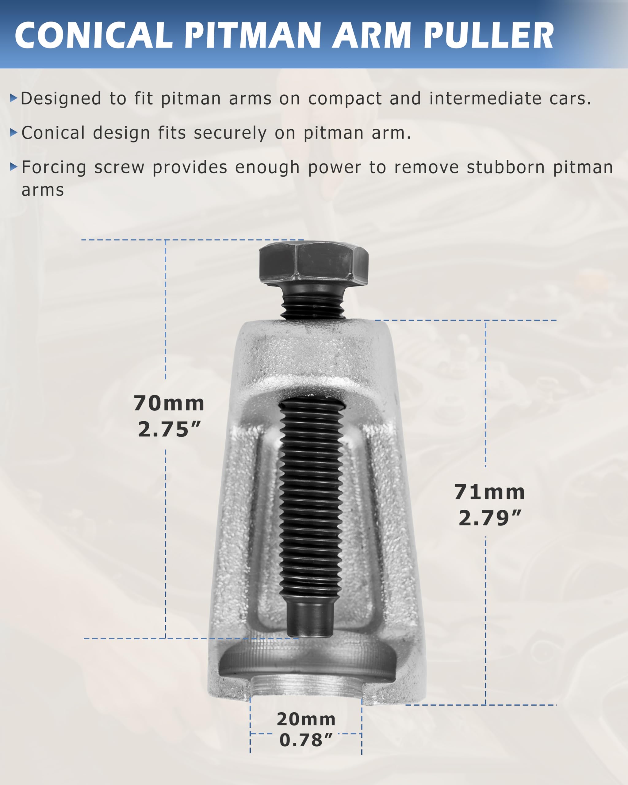 DAYUAN ball joint splitter detail showing hardened steel and secure grip advantage