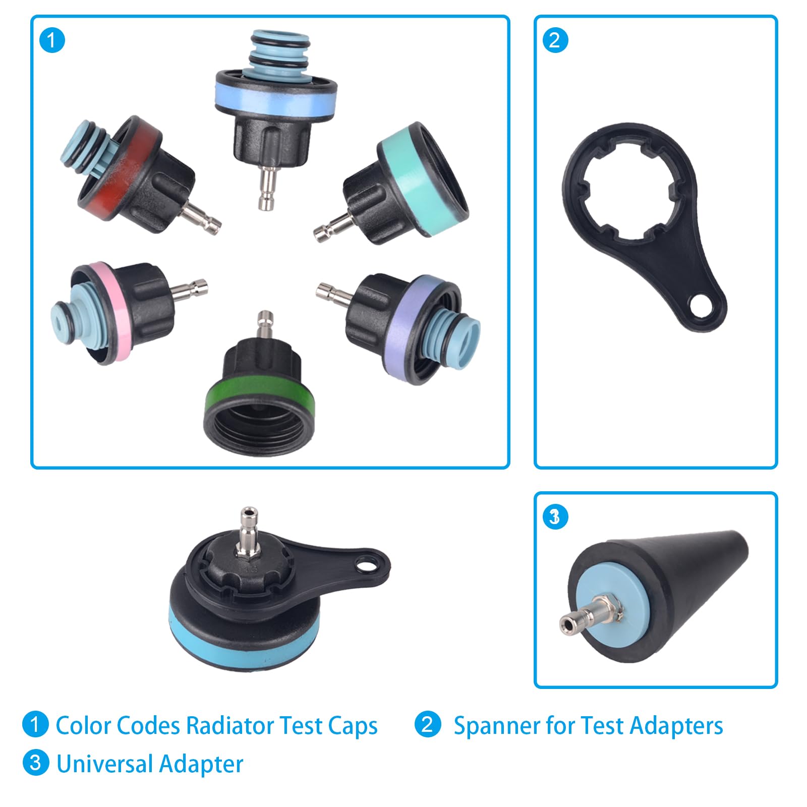 DAYUAN radiator cap test adapters with spanner to verify cap sealing performance