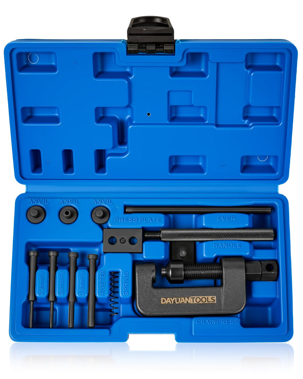 DAYUAN blue case closed with kit inside, organized for fast transport