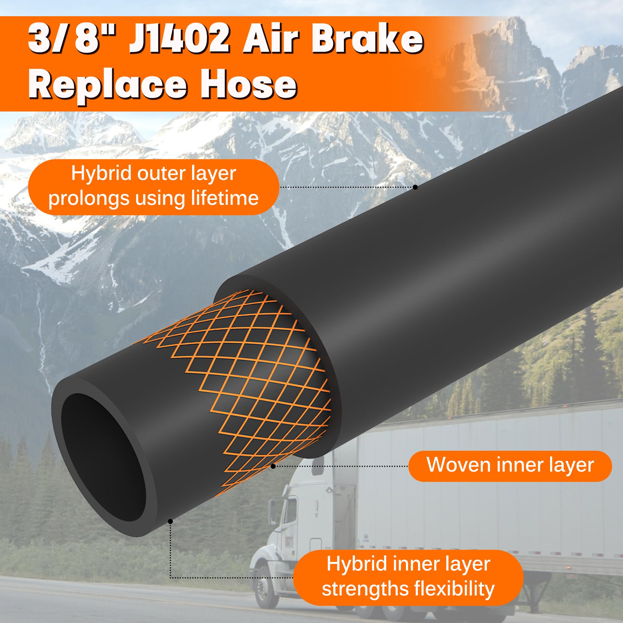 Dazakoot hose installed on truck brake chamber demonstrating practical, flexible repair