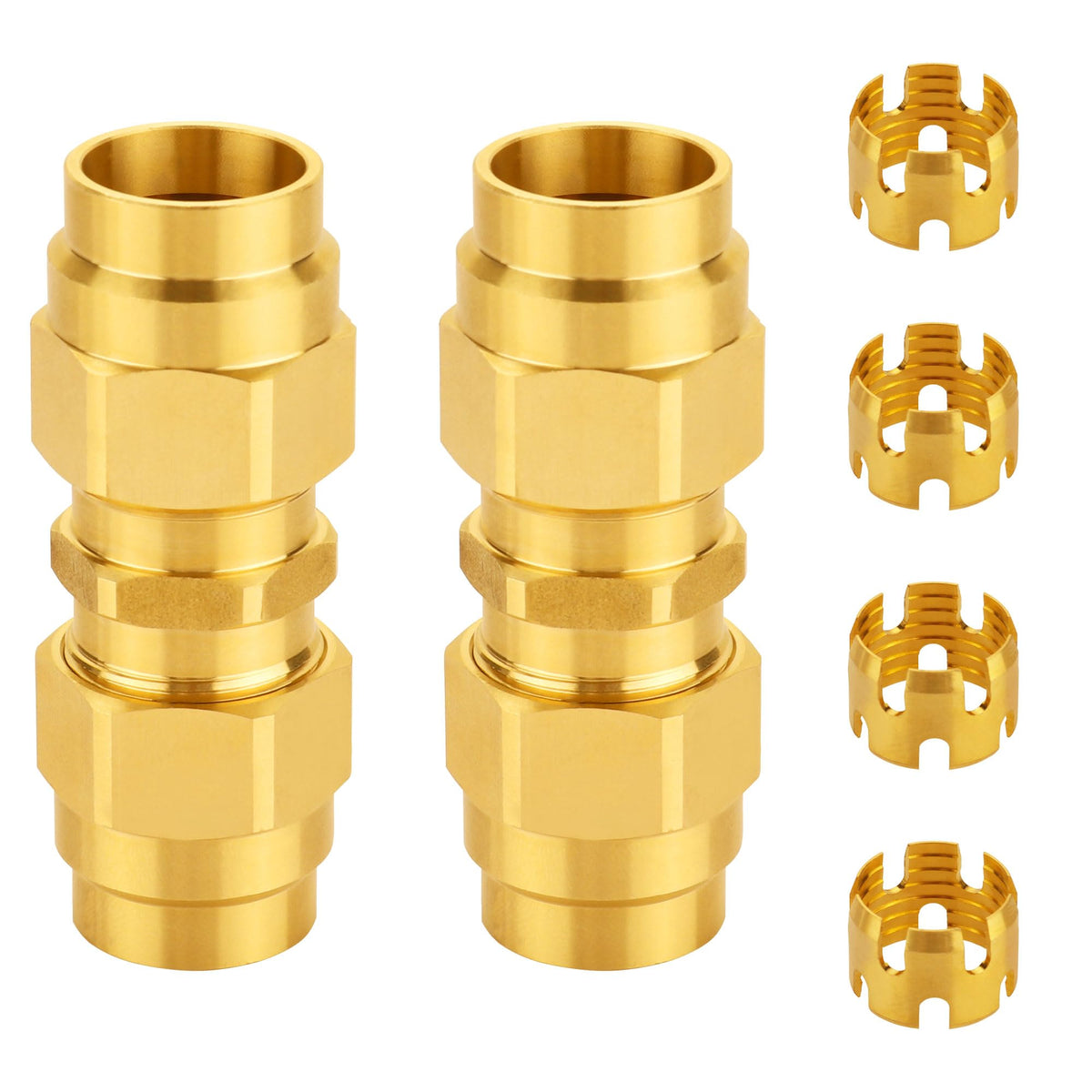 Dazakoot front view of brass union fitting showing compact durable design and reliable sealing