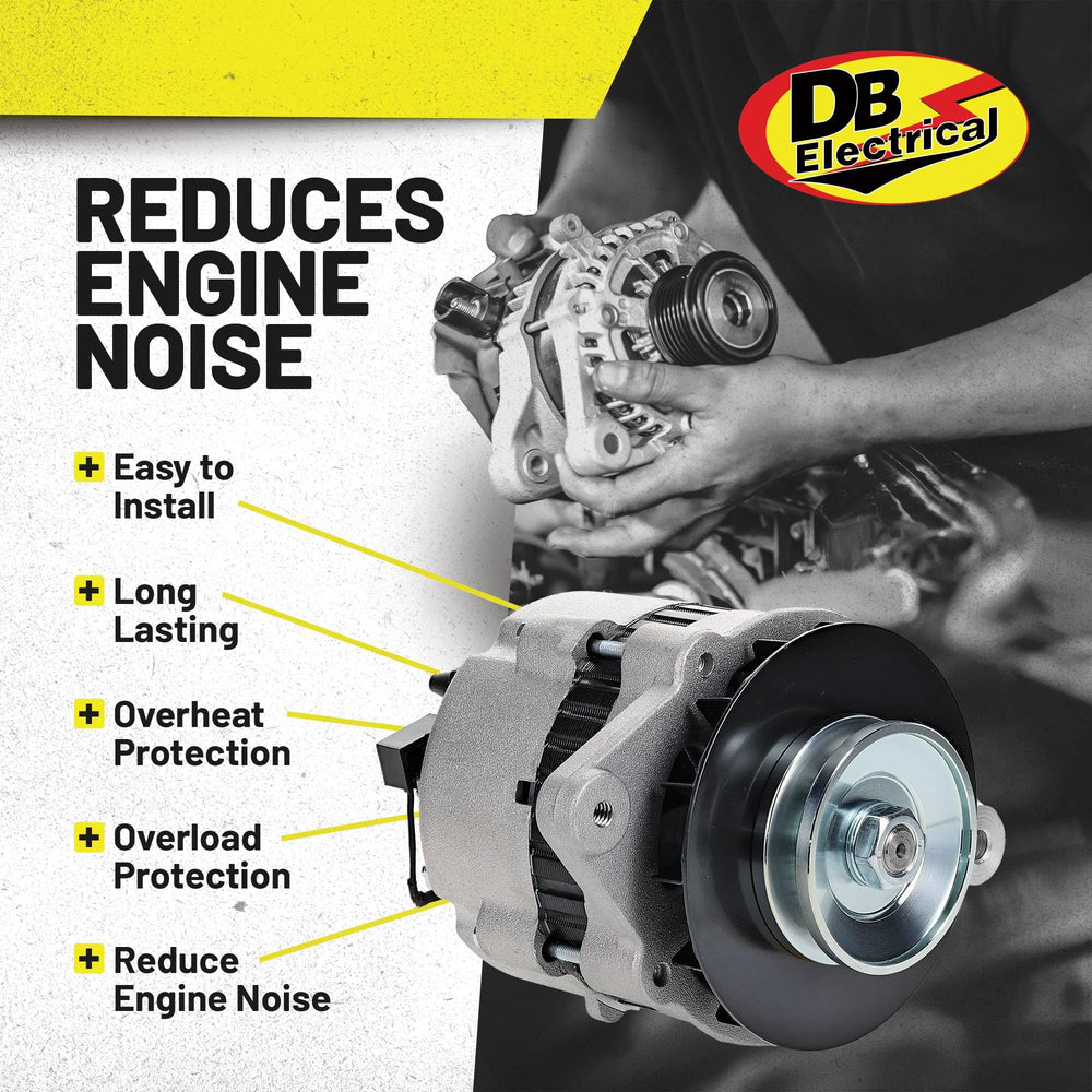 DB Electrical alternator pulley close-up showing V1 pulley for correct belt alignment