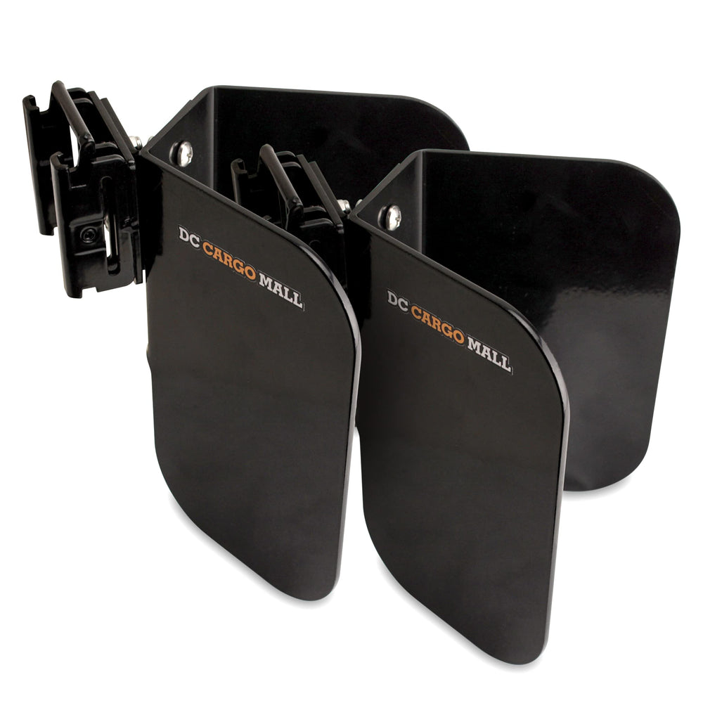 DC Cargo Mall front view wheel chock showing secure tire support and quick E‑Track snap