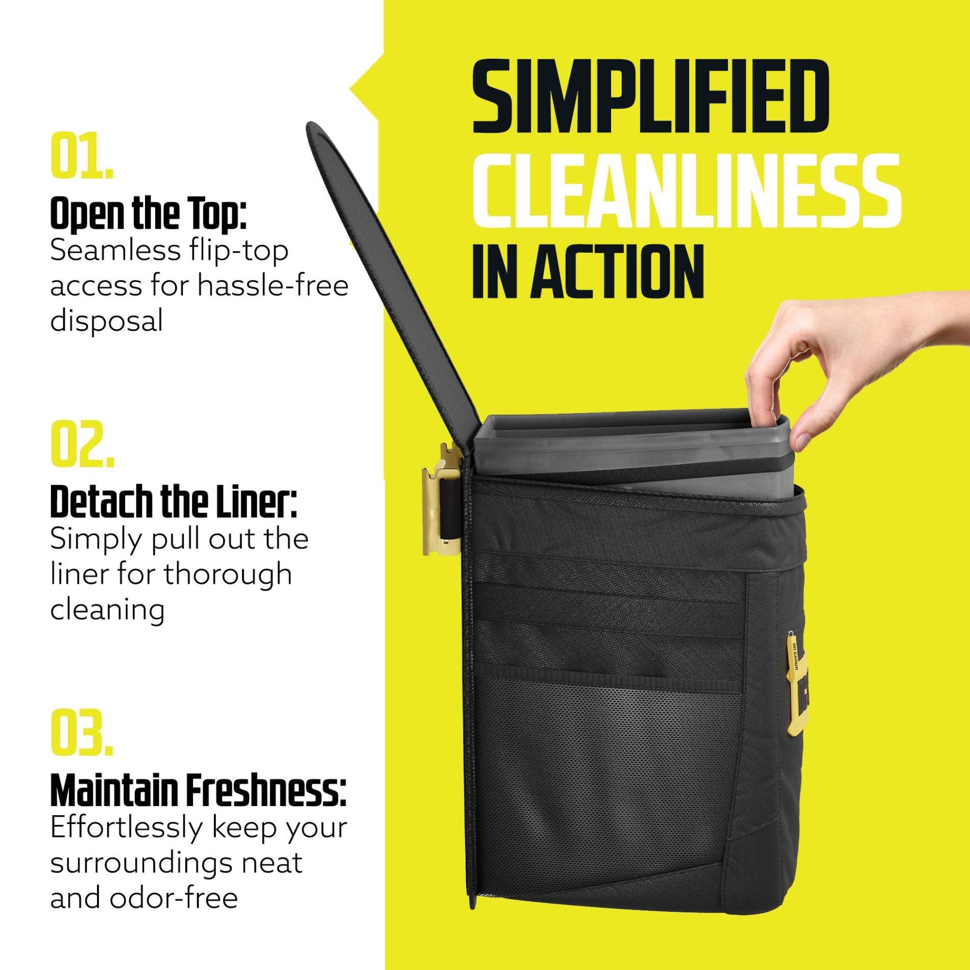 DC Cargo Mall zippered and mesh pockets holding tools and supplies for organization