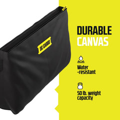 DC Cargo Mall zipper and reinforced stitching detail highlighting durability and longevity