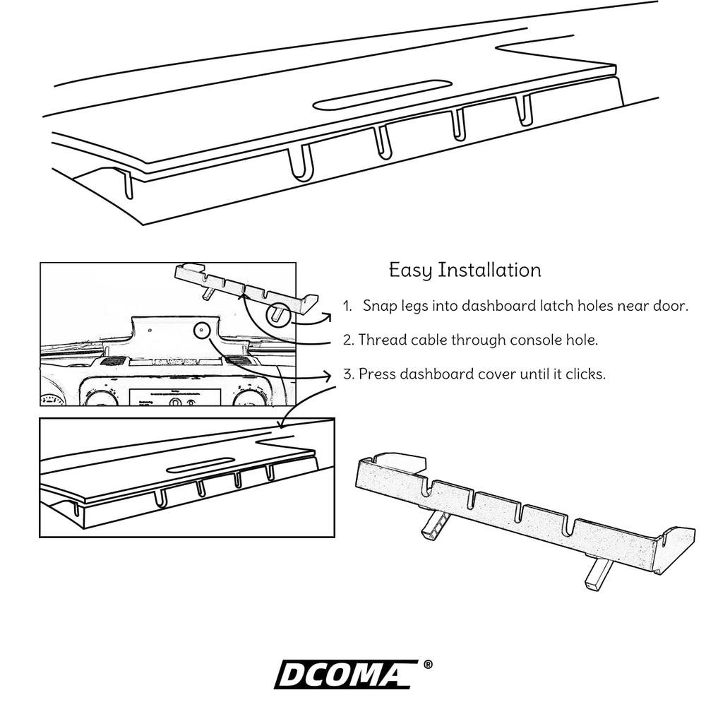 DCOMA cable routing demo showing separated cords and reduced tangling