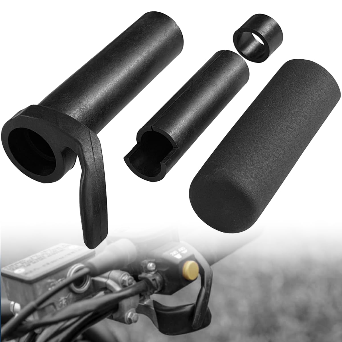 DCOMA handlebars front view showing ergonomic throttle for reduced thumb fatigue