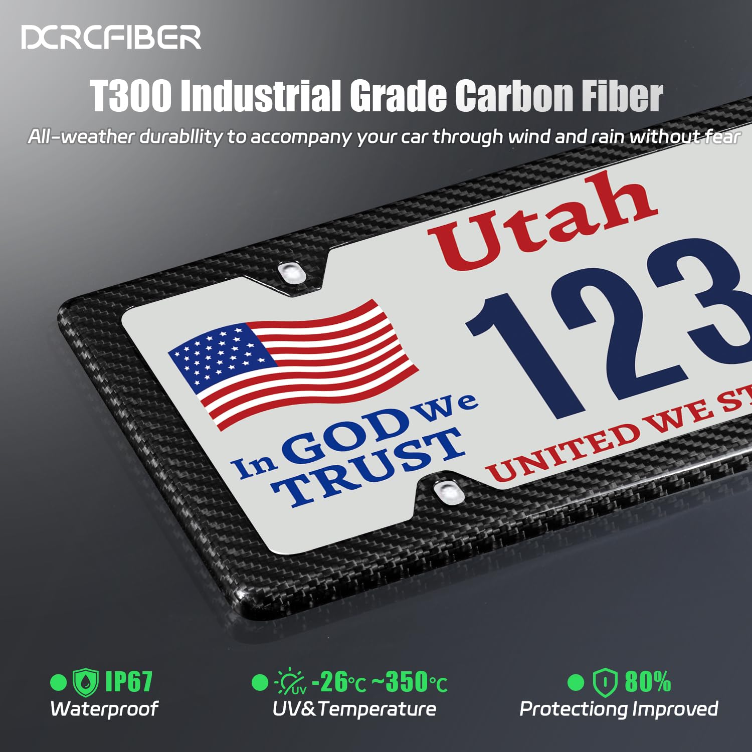 DCRCFIBER frame next to ruler showing dimensions and fit for standard plates benefits correct sizing