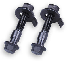 DEARMMGG camber bolt installed on control arm demonstrating correct fit and adjustment access