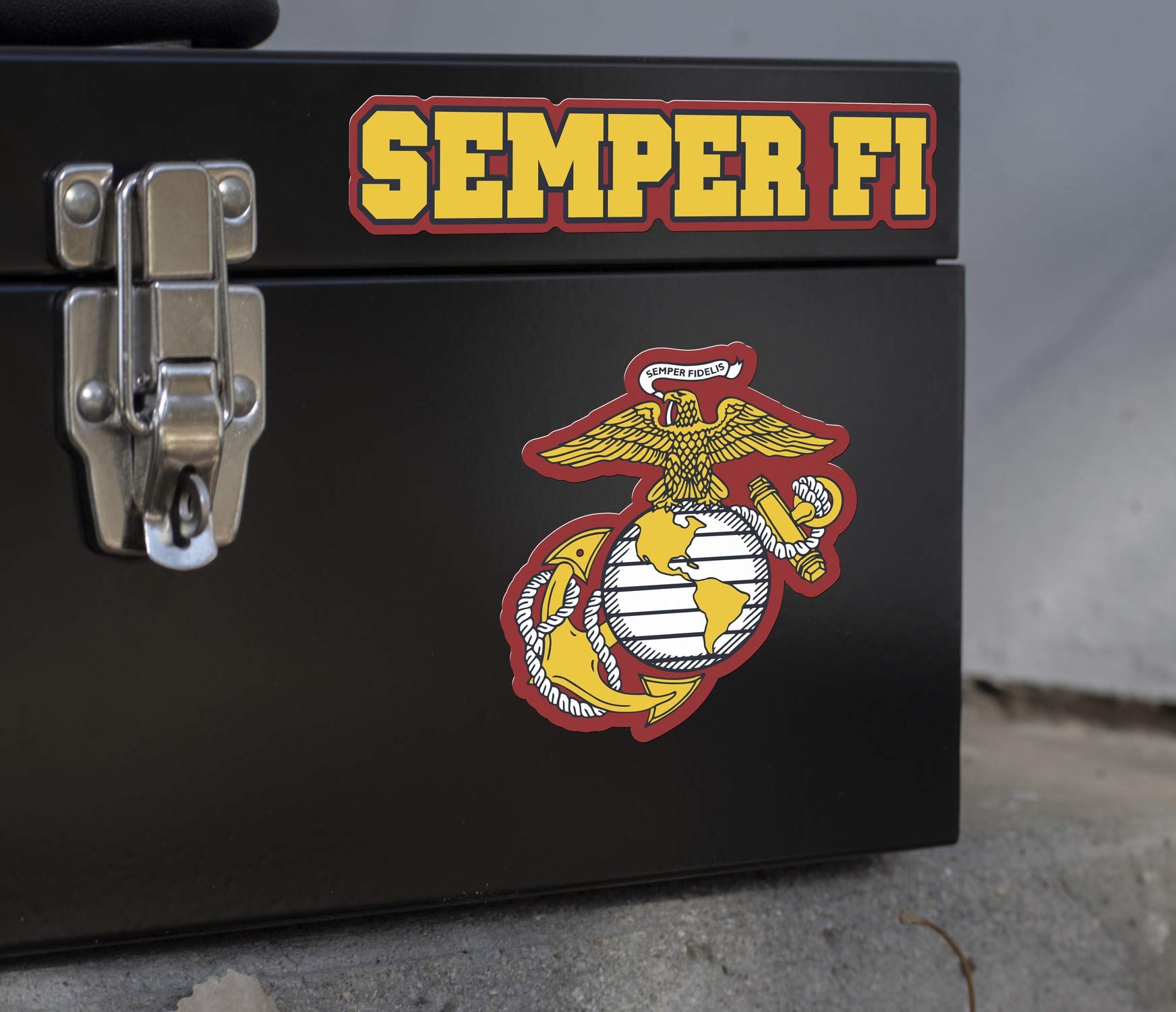 DECALCOMANIA LIFESTYLE DECALS packaging hologram close-up confirming official USMC license and trust