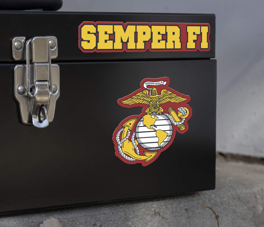 DECALCOMANIA LIFESTYLE DECALS packaging hologram close-up confirming official USMC license and trust