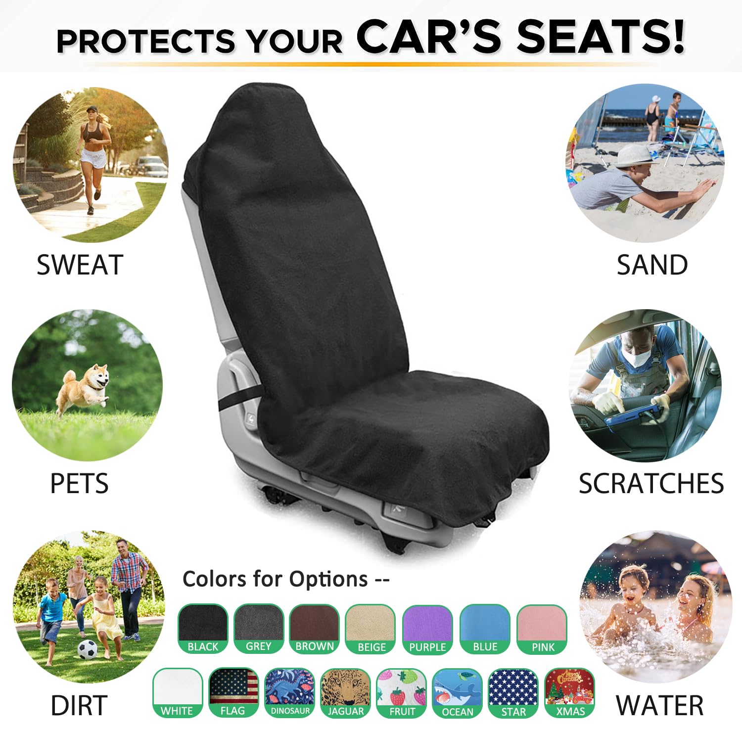 DECKALY lifestyle image from beach to car protecting seats