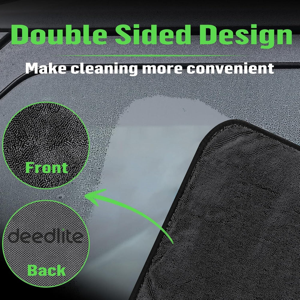 Deedlite towel beside hand showing extra-large size for faster drying