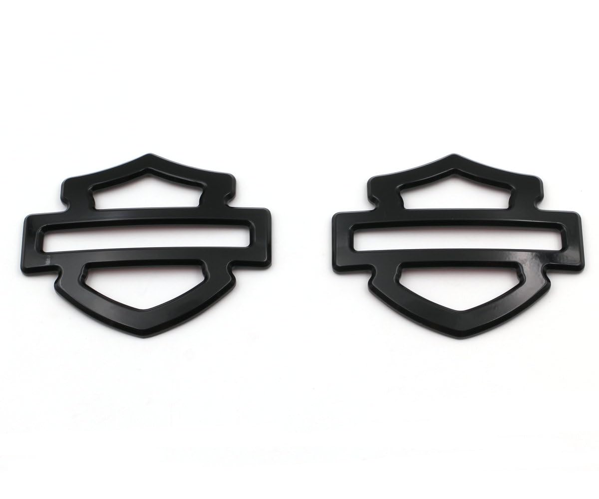 DEEUOM front view of gloss black metal CVO emblem showing clean styling and premium finish