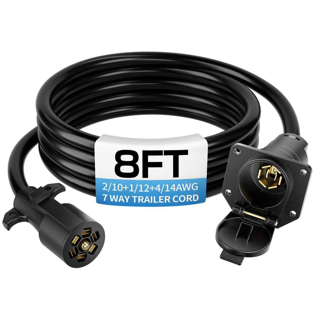 Deluwire front plug showing seven-way connector and secure fit benefit