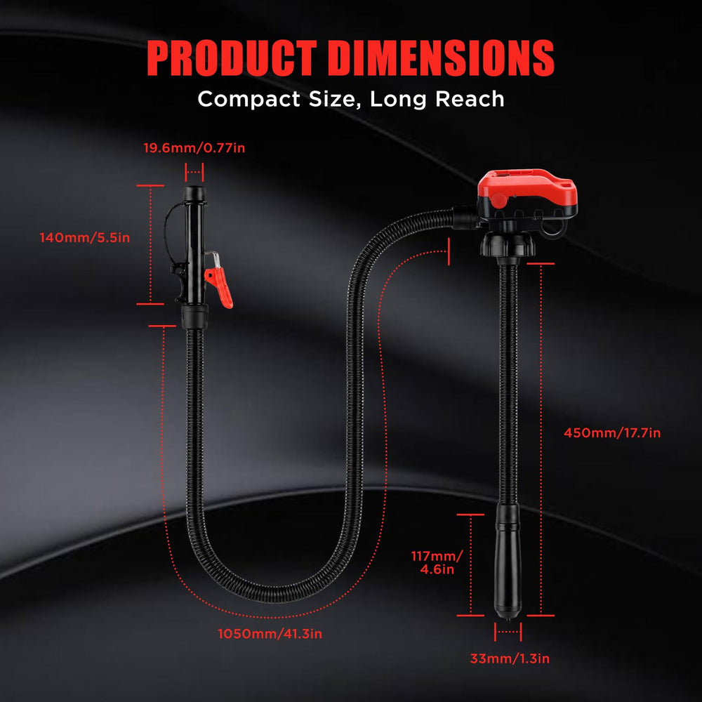 DEMAKIMI pump next to a gallon can demonstrating compact scale