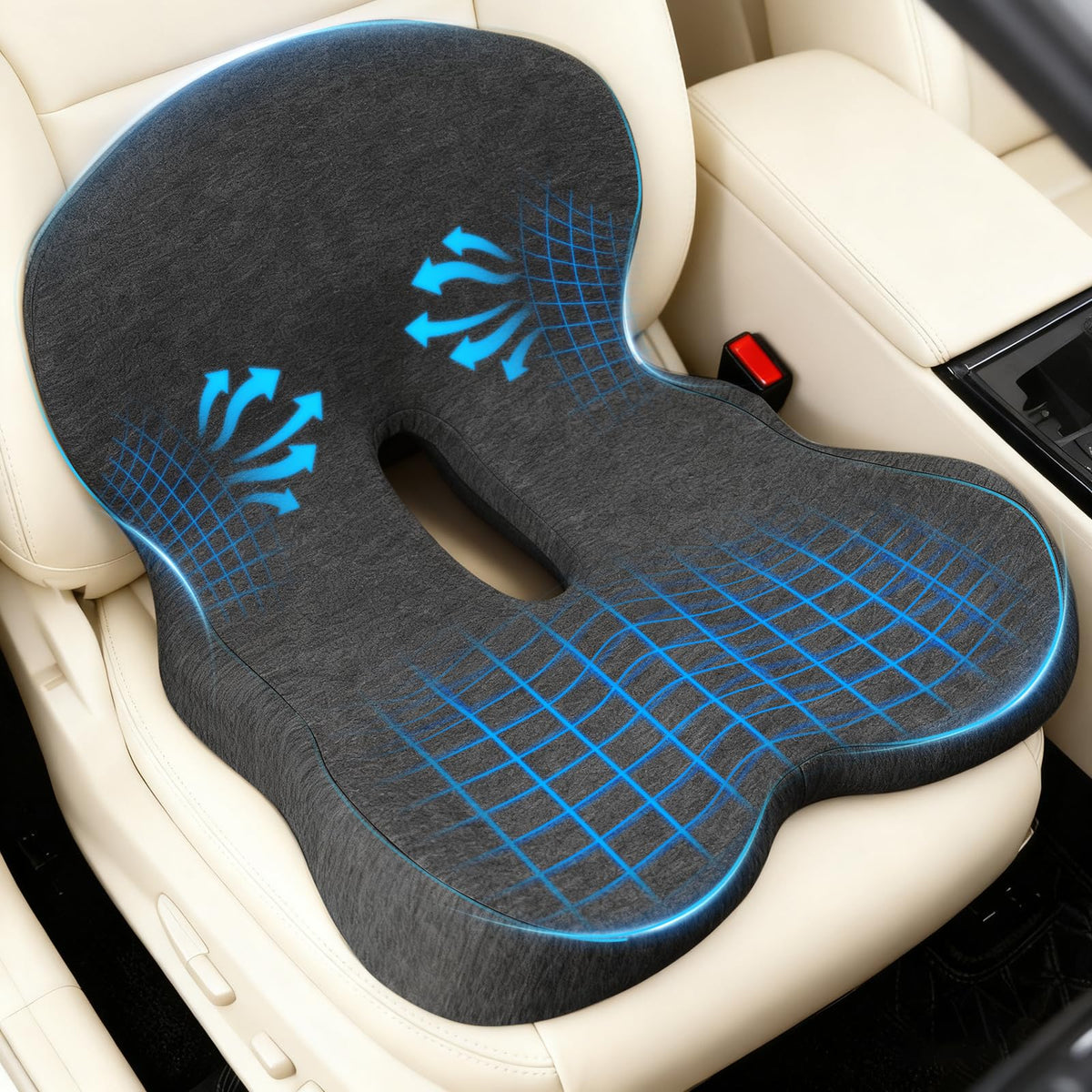Denchy front view of seat cushion showing shape and brand benefit