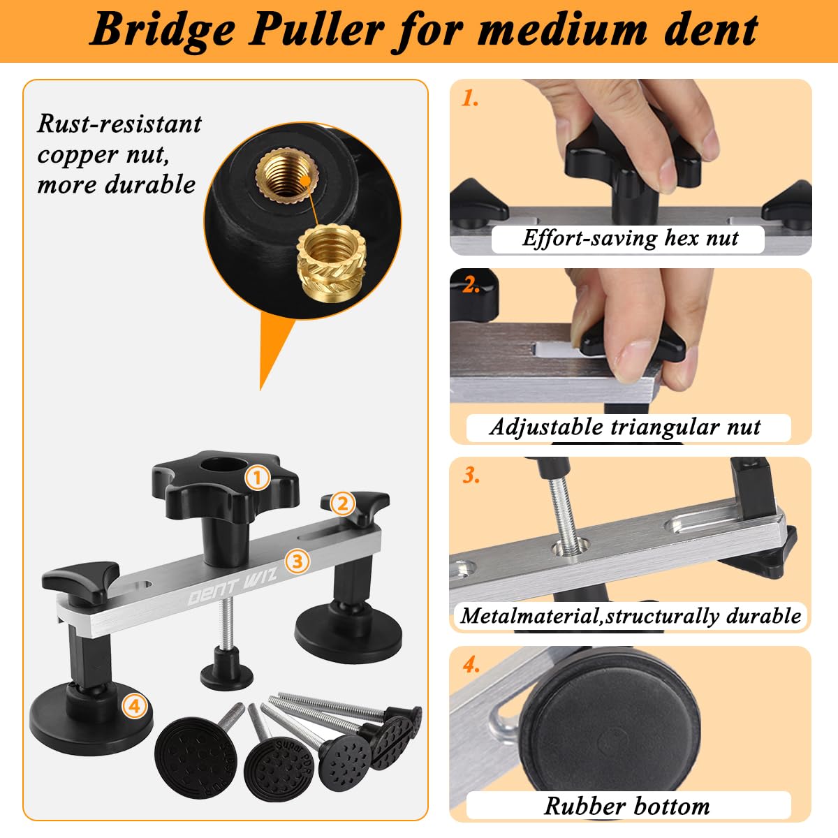 DentWiz PDR hammer and lifter detail enabling controlled tapping