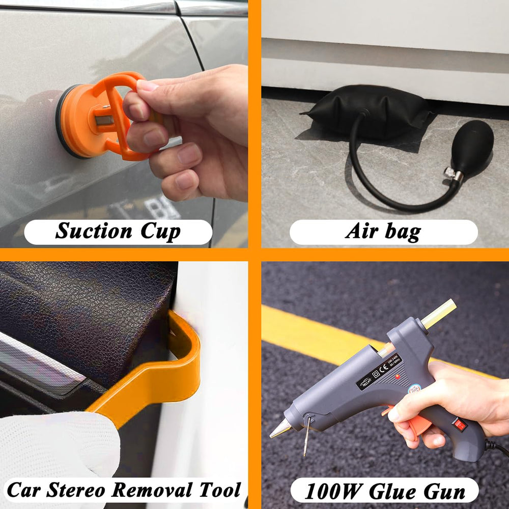 DentWiz size comparison with hand showing portable, workshop-ready tools