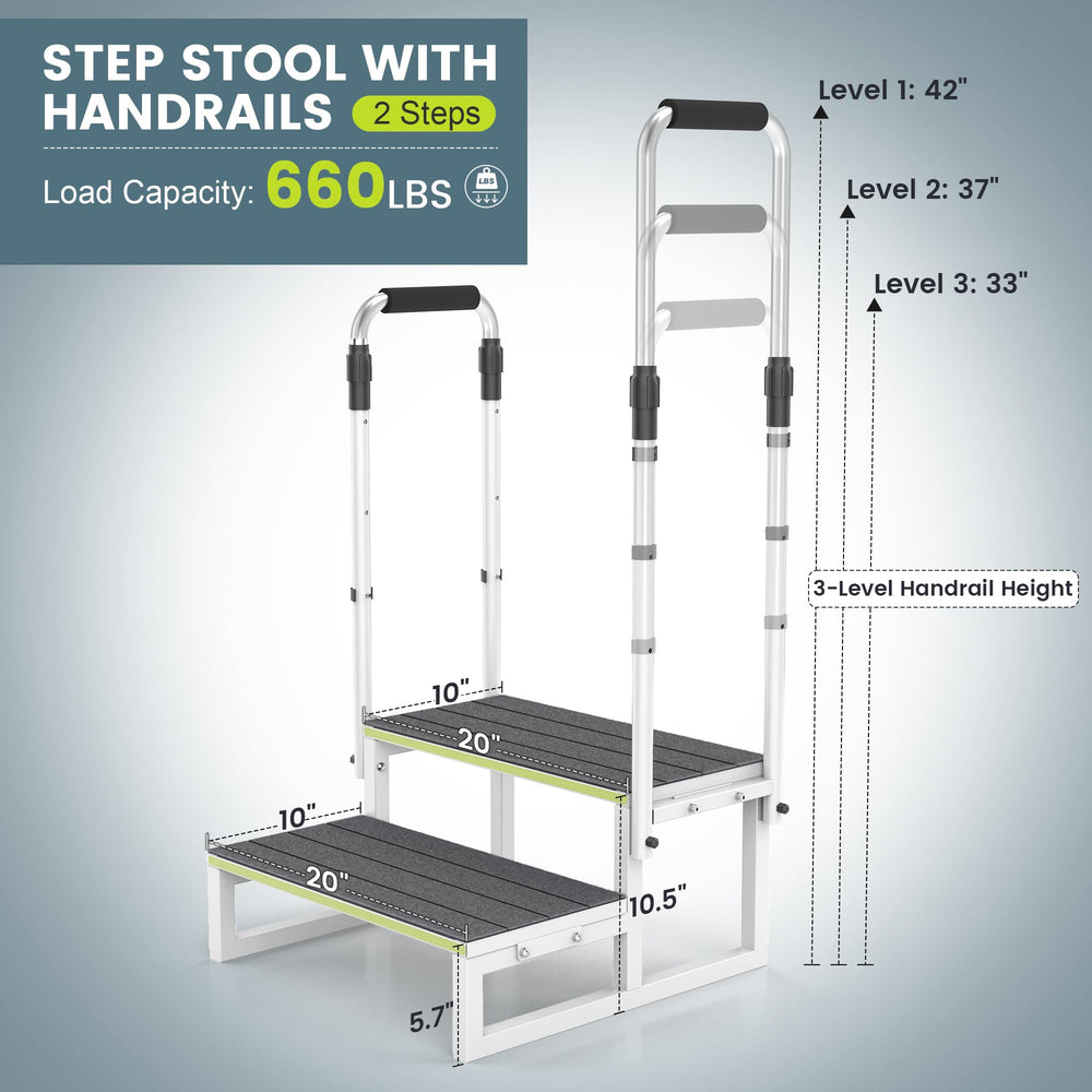 DEPSUNNY close-up of dual handrail adjustment demonstrating easy height customization