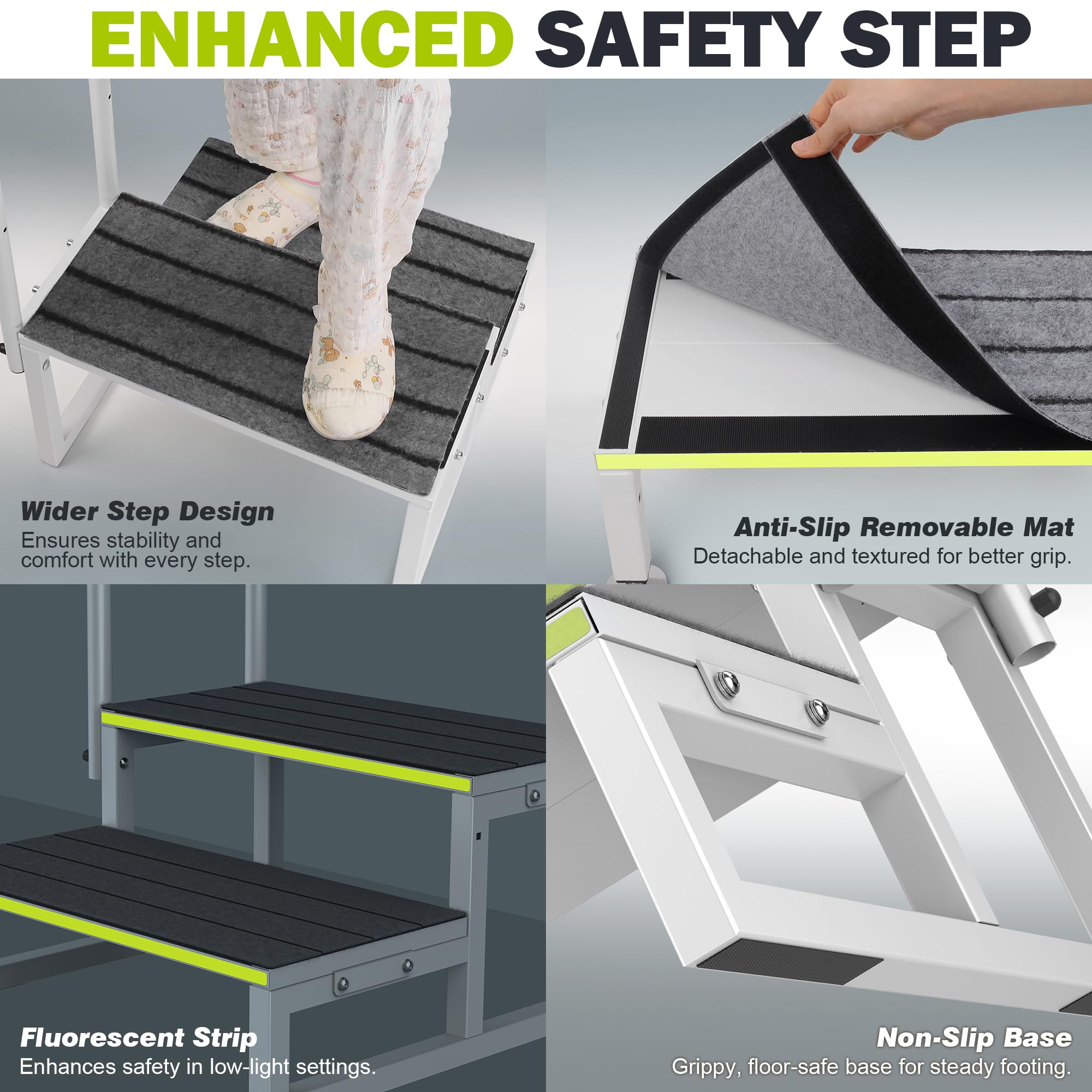 DEPSUNNY fluorescent step strips enhancing low-light visibility for safer use