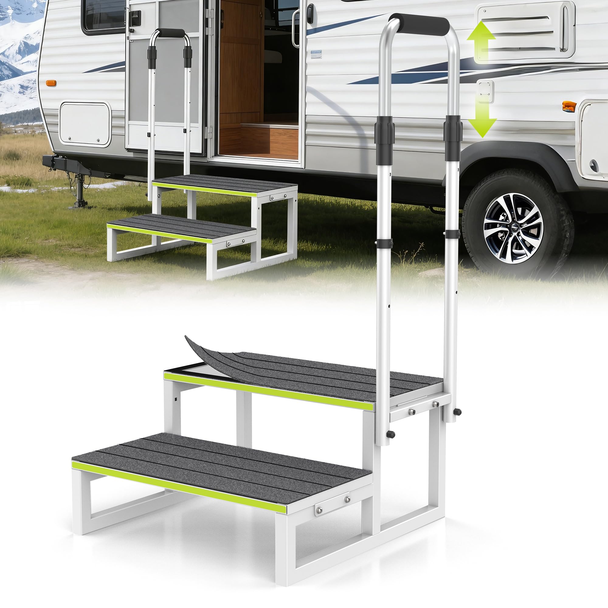 DEPSUNNY front view of 2-step stool showing stability and wide platform