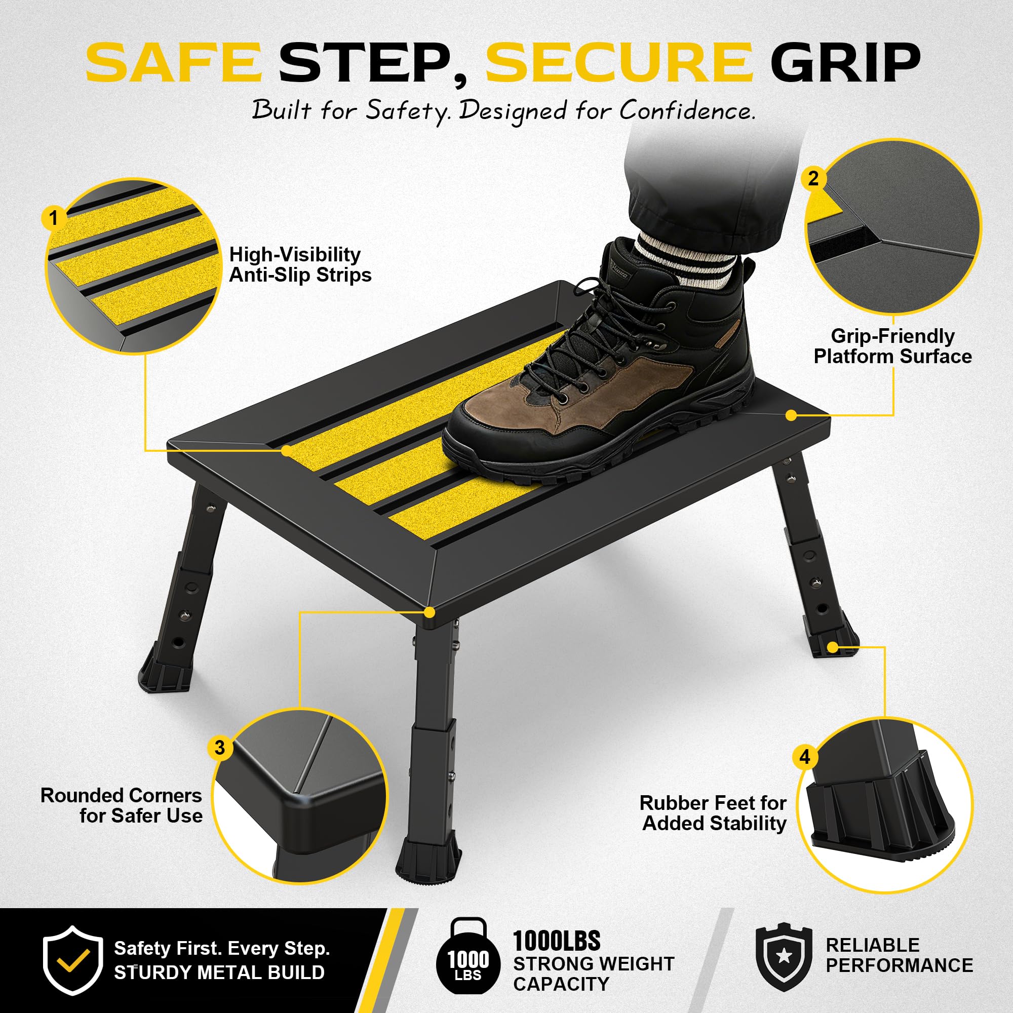 DEPSUNNY side profile with legs extended for stable support