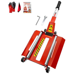 DESEQPT front view showing full tire jack kit and compact profile for easy transport