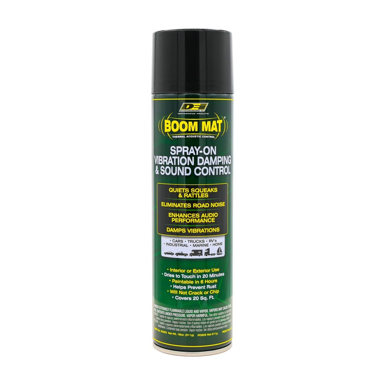 Design Engineering front can showing label and nozzle, highlights easy spray application