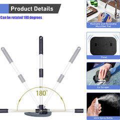 desin extended handle showing reach to high glass without straining