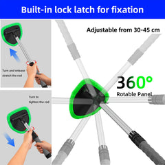 desin extended handle reach demonstrating safer, strain-free cleaning