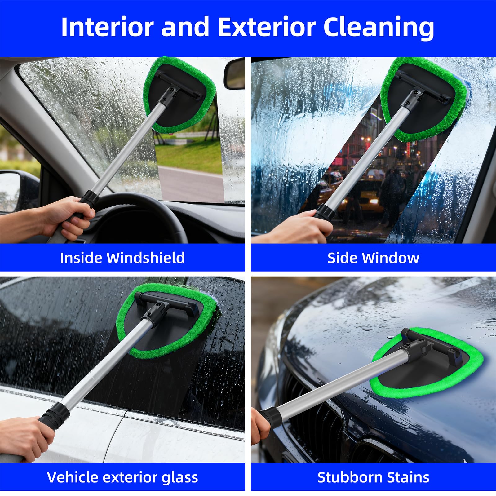 desin swivel head angle for full glass contact on curved windshields