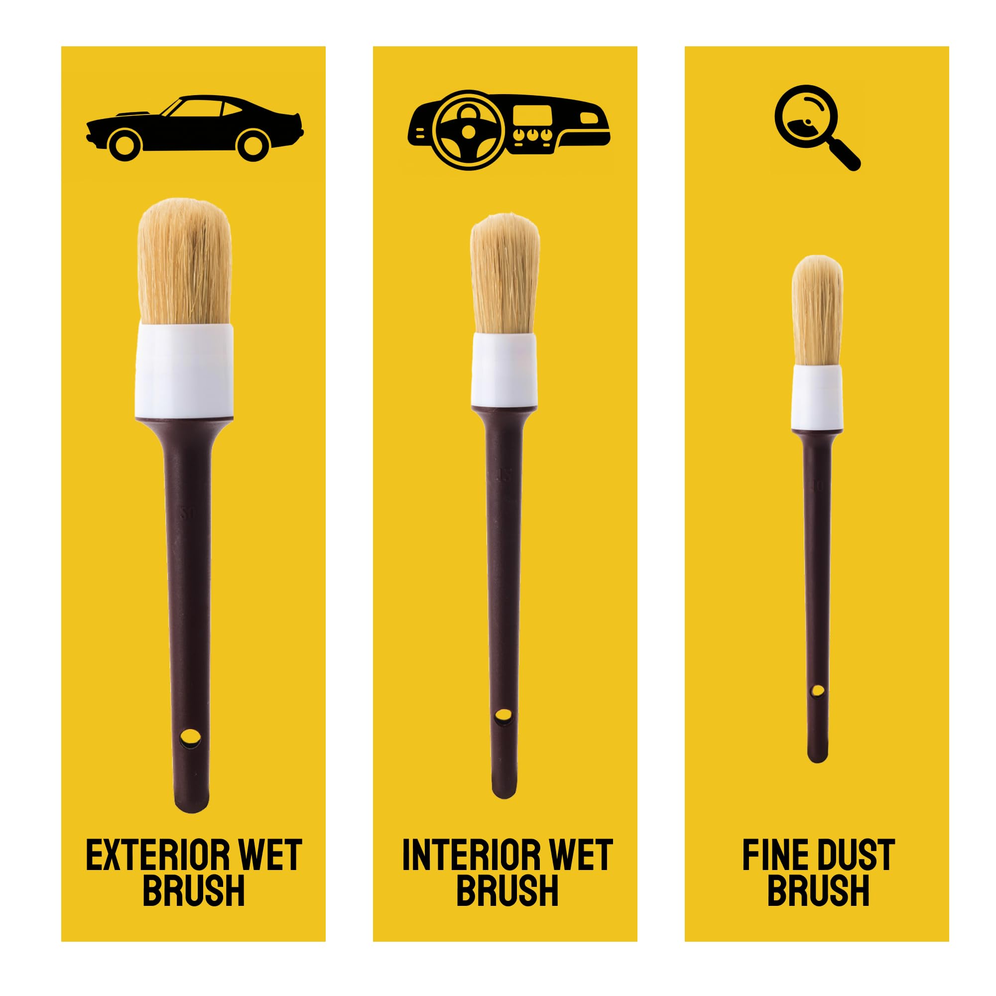 Detail Dudes brushes being used in a garage detailing session for pro results
