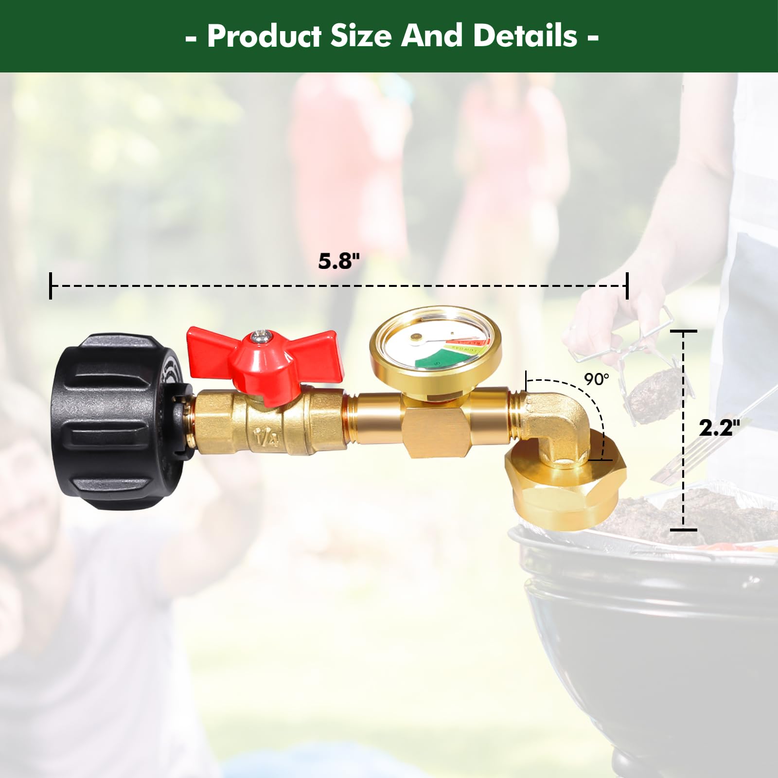 Detoypapa connection attached to a 20lb tank demonstrating compatibility and sealing