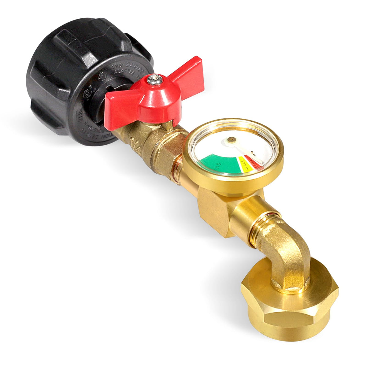 Detoypapa adapter front view showing durable brass body and ports for safe refilling