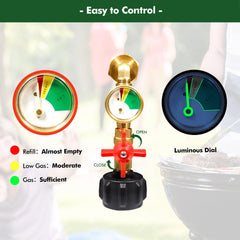 Detoypapa gauge and control valve close-up for accurate monitoring and flow control