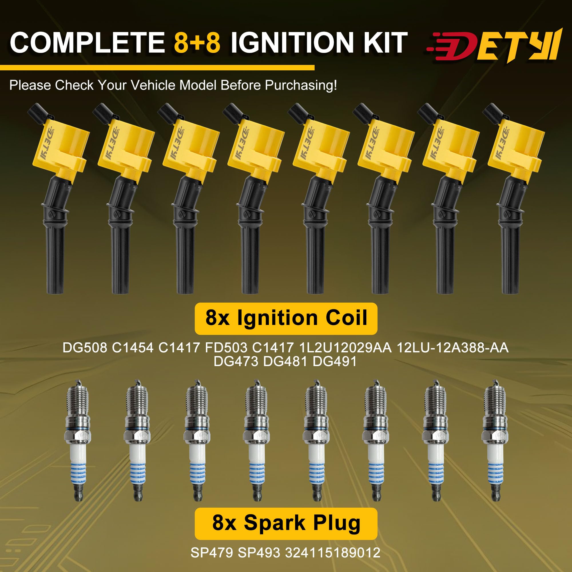 DETYI coils and plugs installed on engine showing restored ignition performance