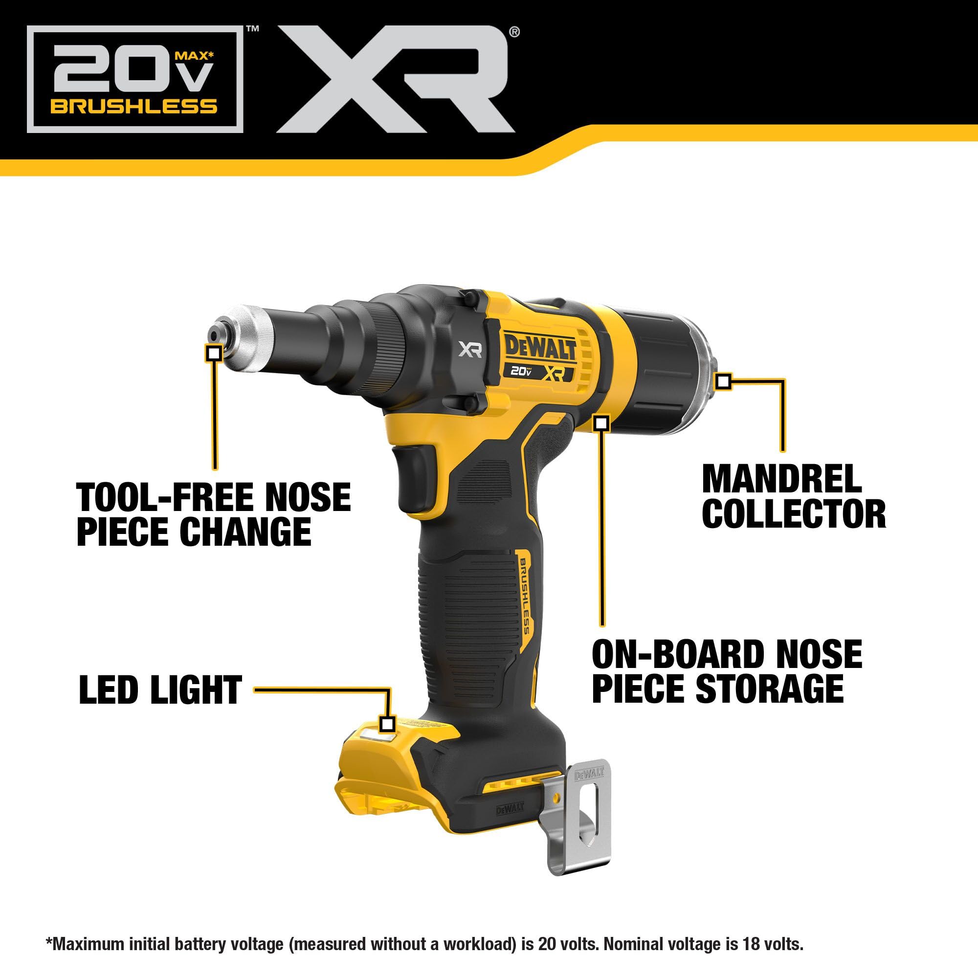 DEWALT DCF403B side profile illustrating ergonomic grip and balance benefit