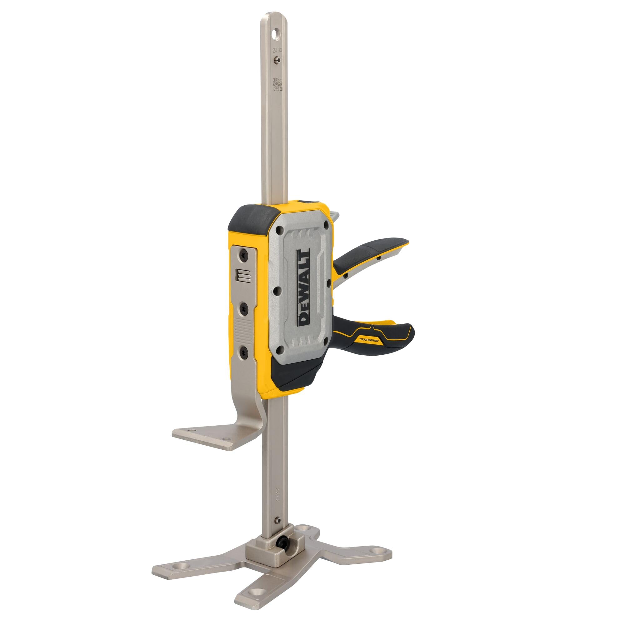 DEWALT front view of construction jack showing compact profile for easy handling