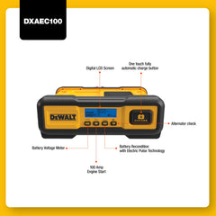 DEWALT providing 100A engine start boost to a vehicle battery for quick starts