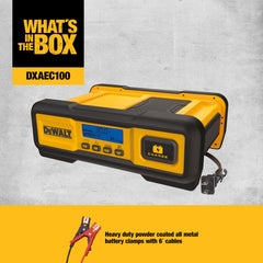 DEWALT close-up of LCD display showing charging status and diagnostics clarity