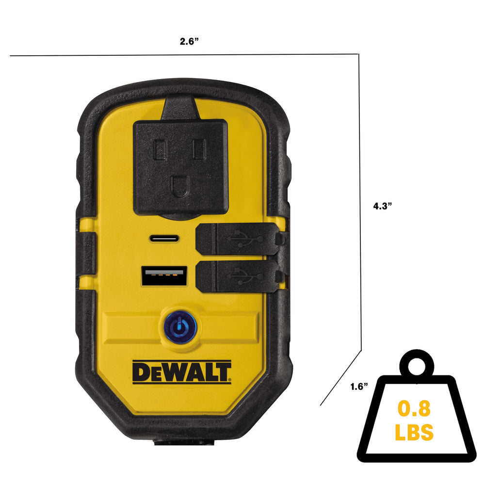 DEWALT inverter mounted under a vehicle seat showing secure installation and space saving